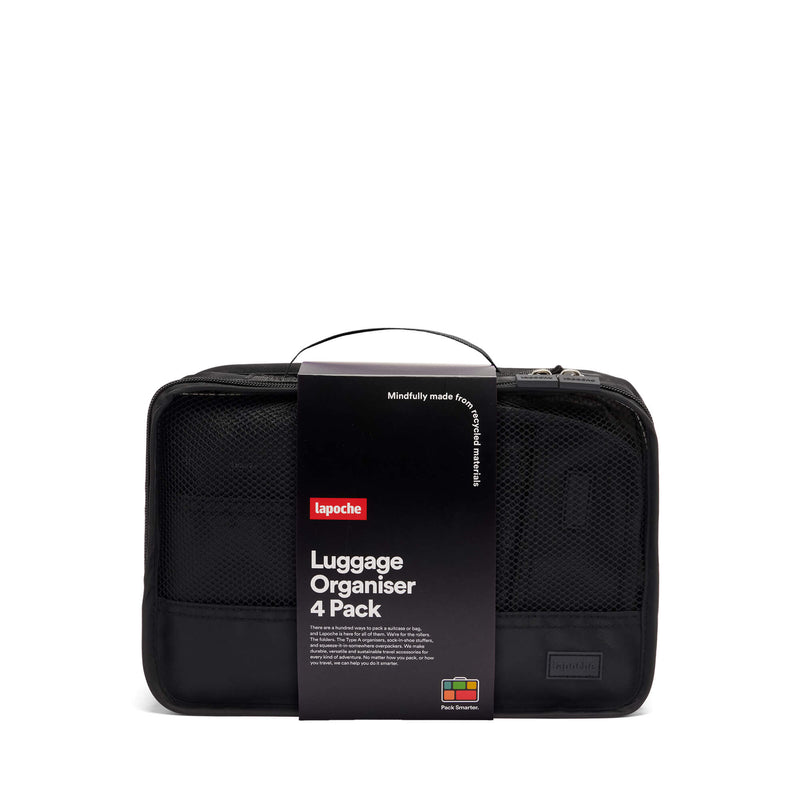 Luggage Organiser 4 Pack - black