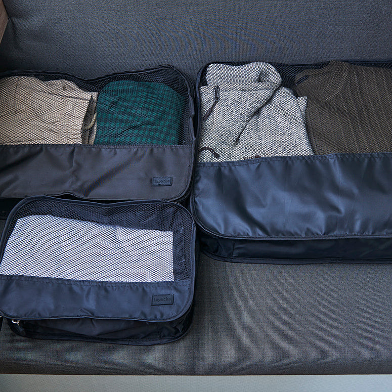 Luggage Organiser 4 Pack - black