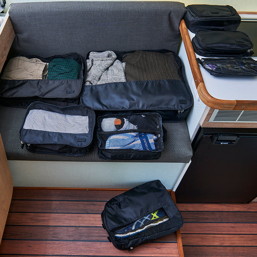 Luggage Organiser 4 Pack - black