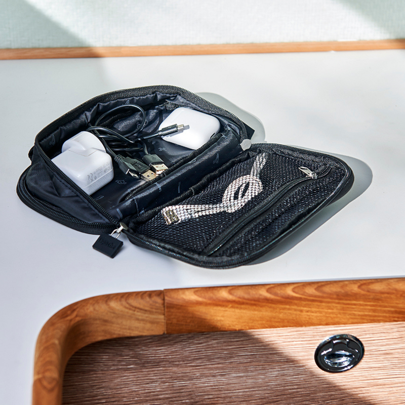 Travel bag top with charger
